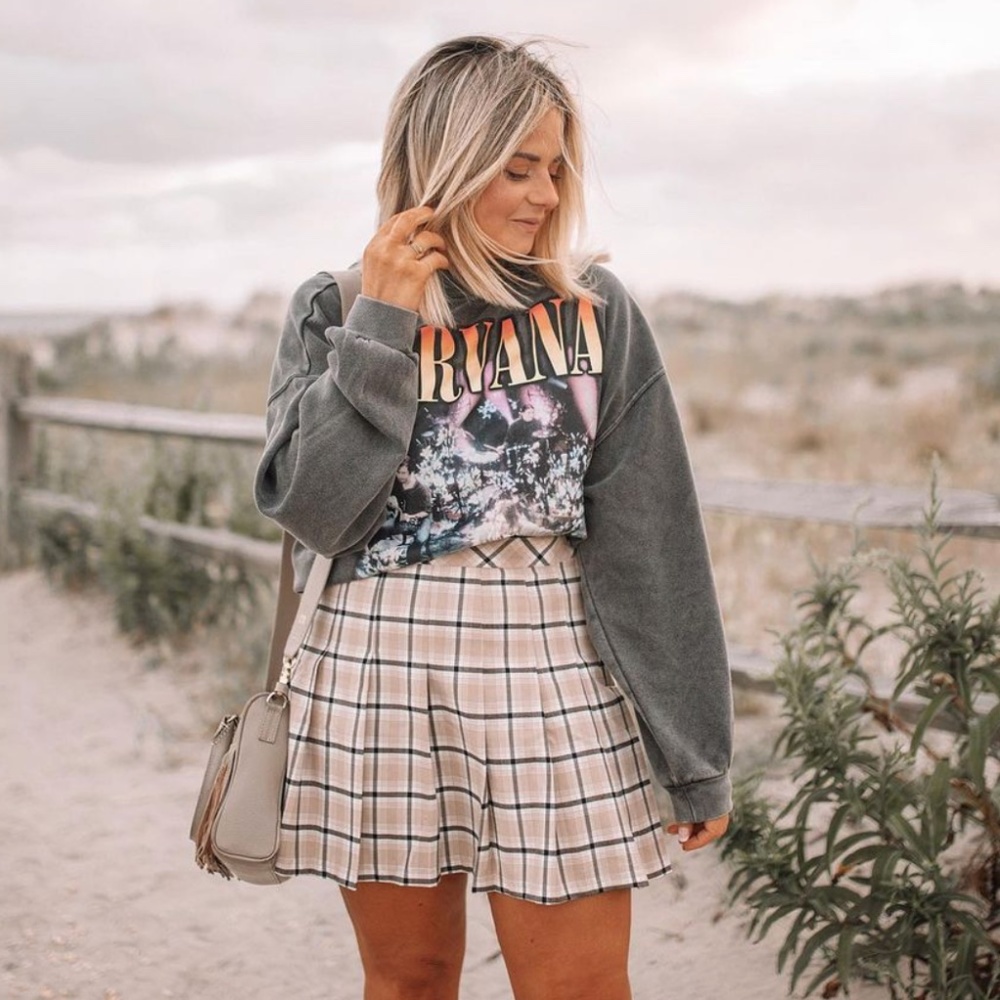 Nasty Gal Plaid Pleated Mini Skirt in Yellow
